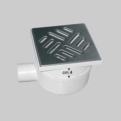 CHIUSINO CON SCARICO LAT. TELESCOPICO GRIGLIA IN ACCIAIO INOX 11,5x11,5 cm - scarico Ø 50 mm