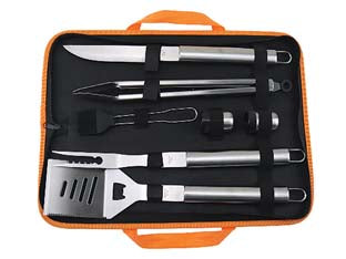 ATTREZZI ACCIAIO INOX PER BARBECUE IN SET DA 8 PEZZI    LAPILLO