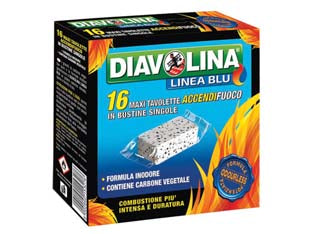 DIAVOLINA ACCENDIFUOCO LIGNITE- - conf. 16 tavolette maxi - 16 pezzi DIAVOLINA