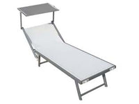 LETTINO ALLUMINIO PIEGH. PESANTE CON PARASOLE TESSUTO TEXILENE BIANCO  cm.61x184x38/100h. con viti inox    VETTE
