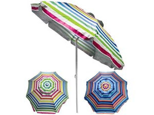 OMBRELLONE DA SPIAGGIA IN POLIESTERE A RIGHE CM.180  ø cm.180  righe scure    VETTE