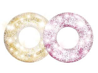 SALVAGENTE GONFIABILE CIAMBELLA GLITTER 2 COLORI ASSORTITI  cm.119  peso kg.0,95 (56274)    INTEX