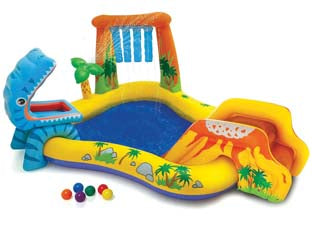 PISCINA GONFIABILE RETTANGOLARE GIOCO DINOSAURO  +3 ANNI  cm.249x191x109h.  peso kg.5,20 (57444)    INTEX