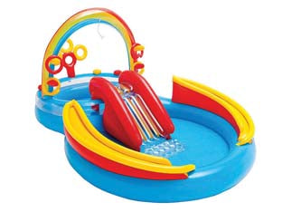 PISCINA GONFIABILE OVALE GIOCO ACQUA SCIVOLO  +2 ANNI  cm.297x193x135h.  peso kg.7,80 (57453)    INTEX