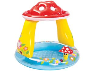 PISCINA GONFIABILE TONDA FUNGO CON PARASOLE  13 ANNI  ø cm.102x89h.  peso kg.1,50 (57114)    INTEX