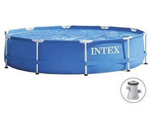 PISCINA METAL FRAME ROTONDA C/TELAIO PORTANTE C/POMPA CM.305x76H.  capacitÃE lt.4485  peso kg.19,7 (28202)    INTEX