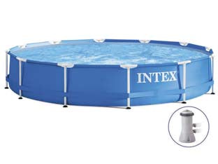 PISCINA METAL FRAME ROTONDA  C/TELAIO PORTANTE C/POMPA CM.366X76H.  capacitÃE lt.6503  peso kg.25,2 (28212)    INTEX
