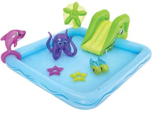 PISCINA CON GIOCHI GONFIABILE ACQUARIO FANTASTICO +2 ANNI  cm.239x206x86h.  (art.53052)    BESTWAY