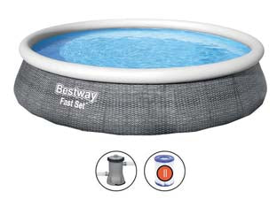 PISCINA FAST SET AUTOPORTANTE TONDA CM.457X84H.  kg.23,3  lt.9.677 filtro cartuccia (art.57313)    BESTWAY