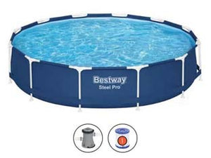 PISCINA STEEL PRO TONDA CON TELAIO PORTANTE CM.366X76H.  kg.22,7  lt.6.473 filtro cartuccia (art.56681)    BESTWAY