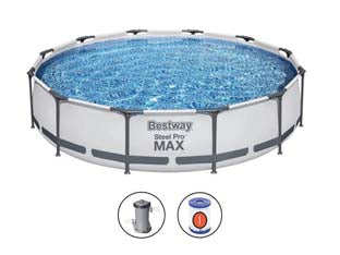 PISCINA STEEL PRO MAX TONDA CON TELAIO PORTANTE CM.366x76H.  kg.24,4  lt.6.473  filtro cartuccia(art.56416)    BESTWAY