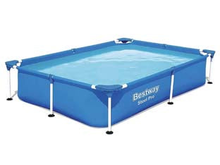 PISCINA STEEL PRO RETTANGOLARE TELAIO PORTANTE CM.221x150x43H.S/FILTRO  kg.9,6  lt.1.200 (art.56401)    BESTWAY