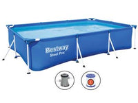 PISCINA STEEL PRO RETTANGOLARE TELAIO PORTANTE CM.300X201X66H.  kg.20,1  lt.3.300 filtro cartuccia (art.56411)    BESTWAY