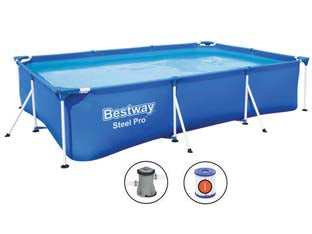 PISCINA STEEL PRO RETTANGOLARE TELAIO PORTANTE CM.300X201X66H.  kg.20,1  lt.3.300 filtro cartuccia (art.56411)    BESTWAY