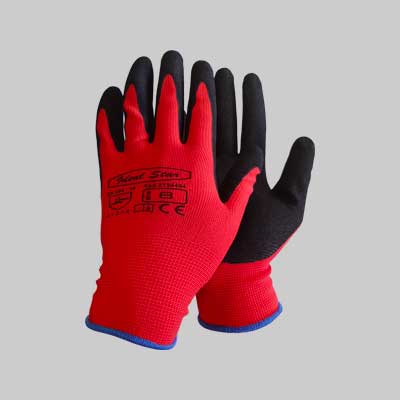 GUANTO POLIESTERE/NITRILE SABBIATO IDEAL STAR Tg. 9 - 12 paia- IDEAL STAR