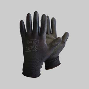 GUANTO POLIESTERE/POLIURETANO NERO IDEAL STAR Tg. 9 - 12 paia- IDEAL STAR