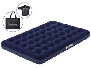 MATERASSO GONF. AIRBED BLU FLOCCATO MATRIMONIALE CON POMPA ELETTRICA  cm.191x137x22h.  (art.67287)    BESTWAY