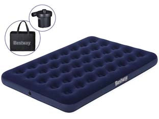 MATERASSO GONF. AIRBED BLU FLOCCATO MATRIMONIALE CON POMPA ELETTRICA  cm.191x137x22h.  (art.67287)    BESTWAY