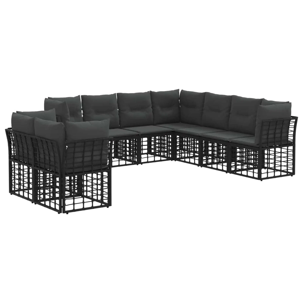 Set di divani da esterno Nero Poliestere