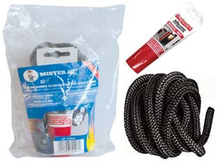 KIT RICAMBIO TRECCIA TONDA CON SILICONE ADESIVO PER ALTE TEMPERATURE- - mm.10x2,5 mt. - 2 pezzi