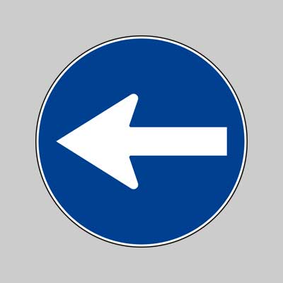 SEGNALE STRADALE FIG. 80/B 'DIREZIONE OBBLIGATORIA A SINISTRA' Ø 60 cm