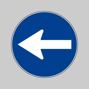 SEGNALE STRADALE FIG. 80/B 'DIREZIONE OBBLIGATORIA A SINISTRA' Ø 60 cm