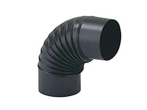 GOMITO 90  ° PORCELLANATO STUFE A LEGNA NERO OPACO ALA SMALTO CLASSIC   EE ¸ mm.150    ALA