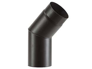 GOMITO 45  ° PORCELLANATO PER STUFE A LEGNA NERO OPACO ALA SMALTO TOP   EE ¸ mm.130    ALA