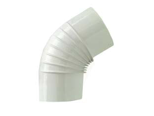 GOMITO 45  ° PORCELLANATO PER STUFE A LEGNA BIANCO LUCIDO   EE ¸ cm.10    SAVE