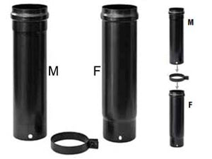 SET TUBI TELESCOPICI STUFE A PELLET PLUS NERO OPACO PESANTE MM.1,2- - ø cm.8x33-60h. max - 1 confezione SAVE