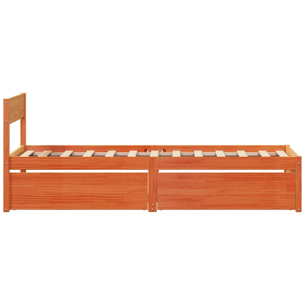 Letto senza Materasso Marrone Cera 100x200 cm in Legno di Pino 846791