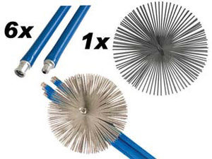 KIT SPAZZACAMINO  6 aste da cm.140 + 1 scovolo cm.25
