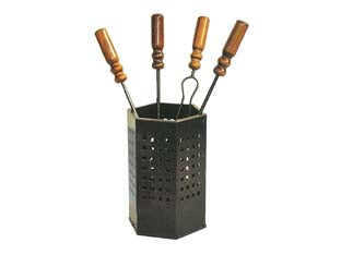 SET ATTREZZI DA CAMINO CON SECCHIELLO ESAGONALE  cm.50h. (669A)    MILLE