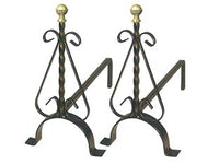 ALARI TORCIGLIONE CON POMOLI IN OTTONE- - cm.19x40x33h. - 1 coppia MILLE