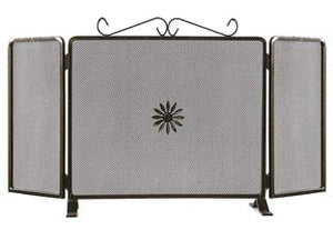 PARASCINTILLE DUE ANTE DECORO FIORE PER CAMINO  cm.80x50h. (677D)    MILLE