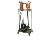 SET 4 ATTREZZI MANICO LEGNO BASE QUADRA PER CAMINO  cm.26X70h.