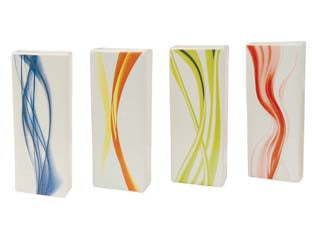 UMIDIFICATORE CERAMICA RETTANGOLARE CON DECORO FLOREALE- - mm 75x38x190h. - rosso - 12 pezzi XTRA