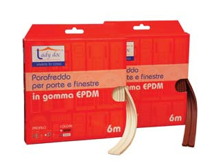 PARAFREDDO IN GOMMA PROFILO E- - mm.9h. rotolo da mt.6 colore marrone - 6 pezzi XTRA