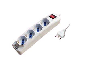 MULTIPRESA 4 POSTI CON SCHUKO E CON INTERRUTTORE- - colore bianco - 2 blister SYNTESY