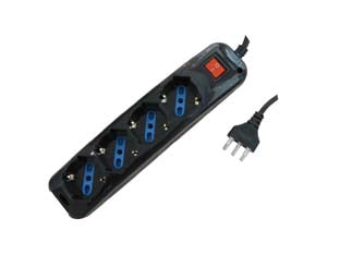 MULTIPRESA 4 POSTI CON SCHUKO E CON INTERRUTTORE NERA  colore nero    SYNTESY