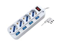 MULTIPRESA 4 POSTI CON SCHUKO CON INTERRUTTORE GENERALE + 4 BIPASSO    SYNTESY