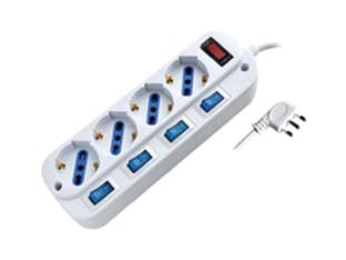 MULTIPRESA 4 POSTI CON SCHUKO CON INTERRUTTORE GENERALE + 4 BIPASSO    SYNTESY