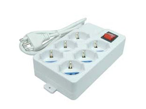 MULTIPRESA 6 POSTI CON SCHUKO E CON INTERRUTTORE - 1 blister SYNTESY