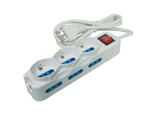 MULTIPRESA DA TAVOLO COMPATTA 3 SCHUKO + 6 BIPASSO CON INTERRUTTORE - 1 blister SYNTESY