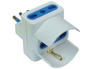 ADATTATORE TRIPLO 2P+T CON SCHUKO BIANCO- - spina 16A e prese 10/16A bianco - 20 pezzi SYNTESY