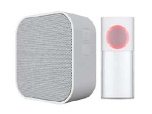 CAMPANELLO WIRELESS BATDOOR  colore bianco con finitura in tessuto grigio    SYNTESY