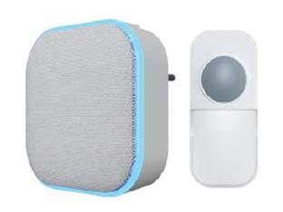 CAMPANELLO WIRELESS KINDOOR  colore bianco con finitura in tessuto grigio    SYNTESY