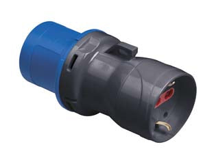 ADATTATORE INDUSTRIALE C/ SPINA CEE E PRESA SCHUKO 10/16A BIPASSO IP44- - 16A colore blu - 2 pezzi