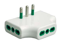 ADATTATORE TRIPLO PIATTO 2 POLI + TERRA BIPASSO BIANCO- - bianco 82220 - 5 pezzi FANTON