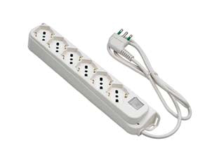 MULTIPRESA 6 POSTI BIPASSO + SCHUKO CON INTERRUTTORE LINEA RETAIL- - bianca 47430 - 2 pezzi FANTON